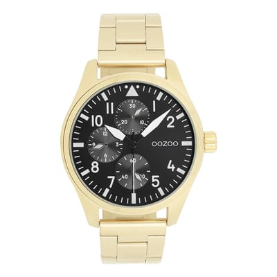 OOZOO Timepieces - Goudkleurige horloge met roestvrijstalen armband roestvrijstalen armband - C11507
