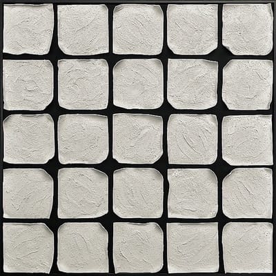 Ter Halle - Schilderij - Wanddecoratie - 3D Art - Witte Vlakjes Op een Zwarte achtergrond - 103x103cm