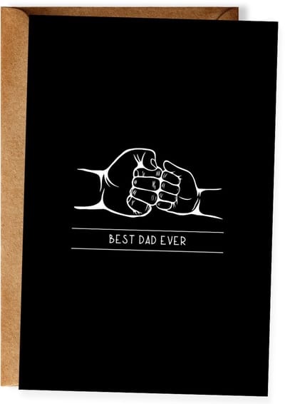 Best Dad Ever - Vaderdagkaart - Stoere kaart vader - Vaderdagcadeau papa - Minimalistische wenskaart - Ansichtkaart (10x15 cm incl. envelop)