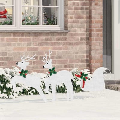 vidaXL LED Rendieren 3 st Koud Wit 43 x 18 x 66 cm Stof