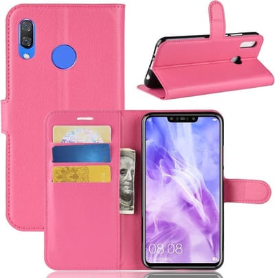 Boekhoesje voor Huawei P Smart Plus Hoesje Roze met Pasjeshouder