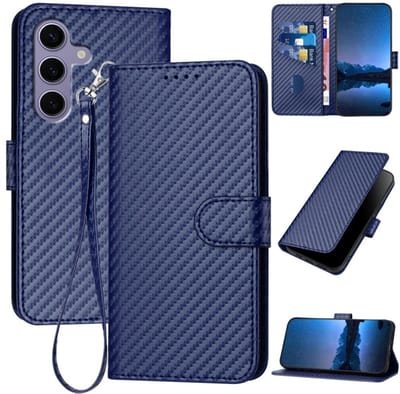 Luxe BookCover Hoes Etui geschikt voor Samsung Galaxy S24 - S25 Blauw - Carbon