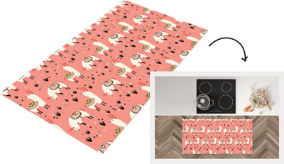 Keukenloper - Loper keuken - Lama - Kinderen - Roze - Patroon - 120x60 cm - Keukenloper vinyl
