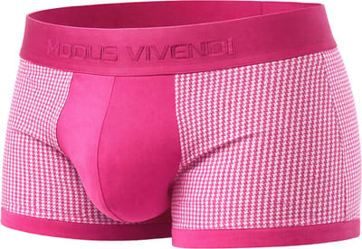 MODUS VIVENDI Pied de Coq Boxer Fuchsia - MAAT S - Heren Ondergoed - Boxershort voor Man - Mannen Boxershort