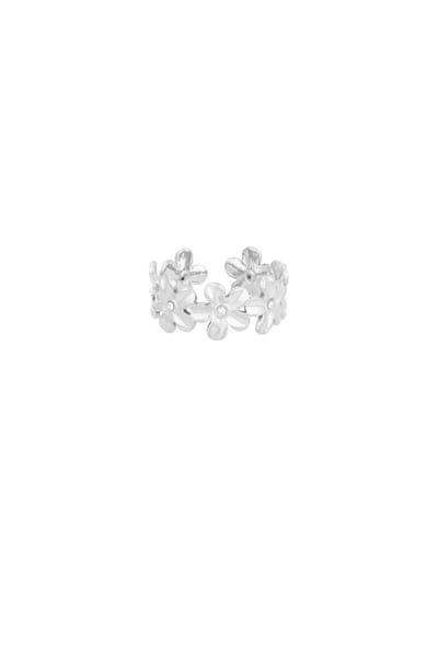 Bijoutheek Ring (Sieraad) Bloemetjes Steentje One Size Zilver