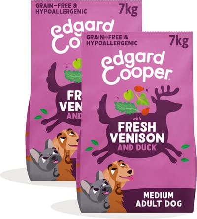 Edgard & Cooper 2x Graanvrij Hondenvoer Droog, (Hert & Eend 7kg), Natuurlijke Brokken Droogvoer voor Volwassen Honden, Vers Vlees, Hoog Eiwitgehalte, Glutenvrij, Non-GMO