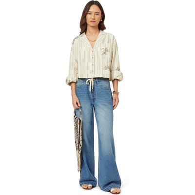 Scotch & Soda Embroidered Notch Lapel Shirt Hot Fudge Stripe Taglia: S | Magliette intime Outlet | Donna