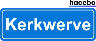 Hacebo - Plaatsnaam Sticker - 29x10 CM - Kerkwerve sticker - Verkeersborden sticker - grappige cadeaus - Kerkwerve
