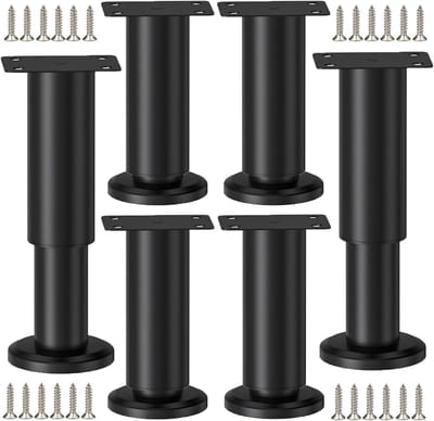 Verstelbare meubelpoten 8-12 cm - metalen zwart - hoogte instelbaar - perfect voor ongelijke vloeren - ShopVlot