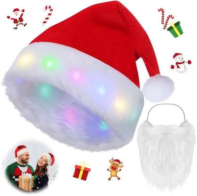 Onf3 - Kerstmuts - Pluche kerstmanmuts - Zacht en comfortabel - Rood