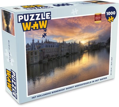 Puzzel Het Hollandse Binnenhof wordt weerspiegeld in het water - Legpuzzel - Puzzel 1000 stukjes volwassenen