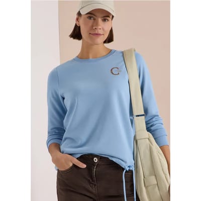 Sweatshirt met ronde hals en trekkoord