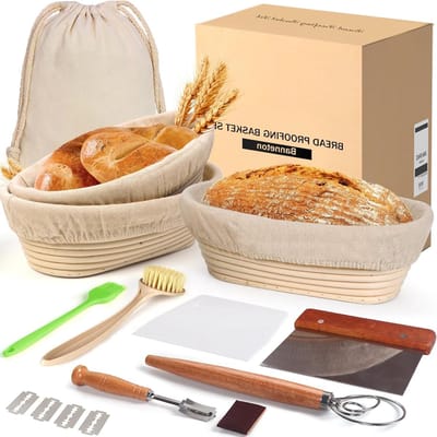 Rijsmandjes Brood Bakken - Zuurdesem Mandjes - Brood Rijzen - Handgemaakt Vakmanschap - 9 10 11 Inch - Kunststof Rotan