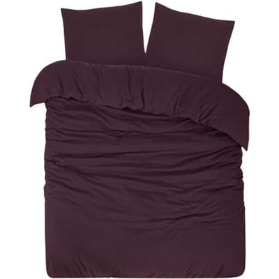 DoubleDry Dekbedovertrek Flanel 100% Zacht Katoen - Eenpersoons 140x200/220 cm + 1 Kussensloop - Ademend & Huidvriendelijk - Paars