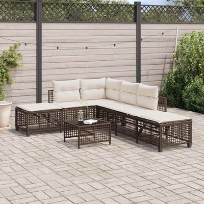 vidaXL - 3-delige - Loungeset - met - kussens - poly - rattan - bruin