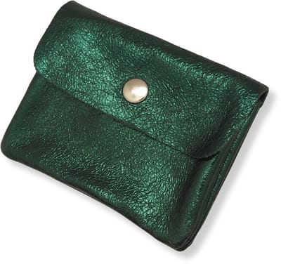 Bijoutheek Portemonnee Leer Italiaans Metallic Donker Groen