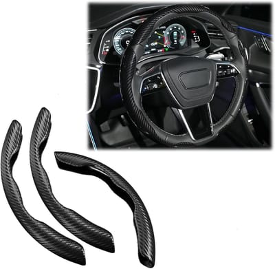 Stuurwielhoes Set - Carbonvezel Grip - Auto Interieur - Antislip Krasbestendig - 14-16 Inch - Zwart