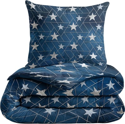 Zelesta Comfort Kids Silver Stars 140x200 - Kinderdekbedovertrek - 30 dagen proefslapen - Wasbaar hoesloos kinderdekbed - Bedrukt kinderdekbed - All Year Winterdekbed & Zomerdekbed