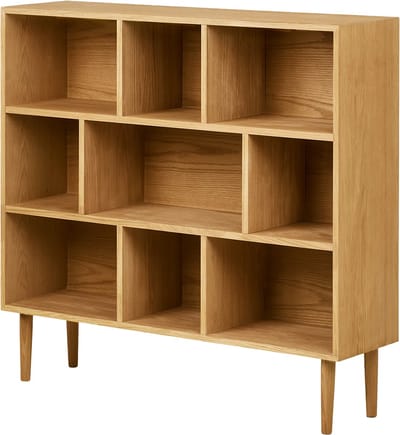 Artichok August Boekenkast Naturel - Eikenhout - 9 Vakken - Vakkenkast - Open Kast - Woonkamer - Opbergkast - Groot - 112 x 105 cm