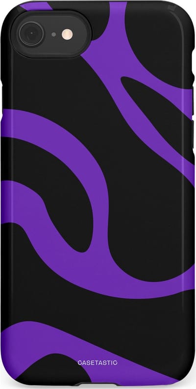 Casetastic Hoesje Geschikt voor Apple iPhone 7/8/SE - Stijlvolle Beschermende Duo-layer Case - Golven van Paars en Zwart