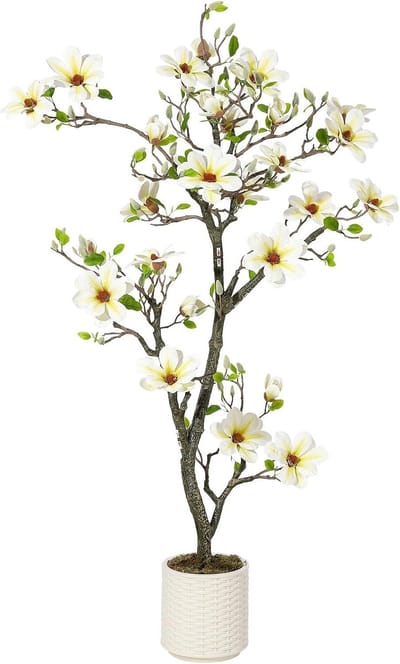 Kunstplant in pot - kunstmagnolia -150 cm Kunst plant - Nep planten voor Binnen en Buiten - Grote Nepplant