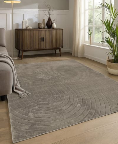 Flycarpets Japandi vloerkleed - Mystic Grooves Taupe - Laagpolig Tapijt - 200x290 cm
