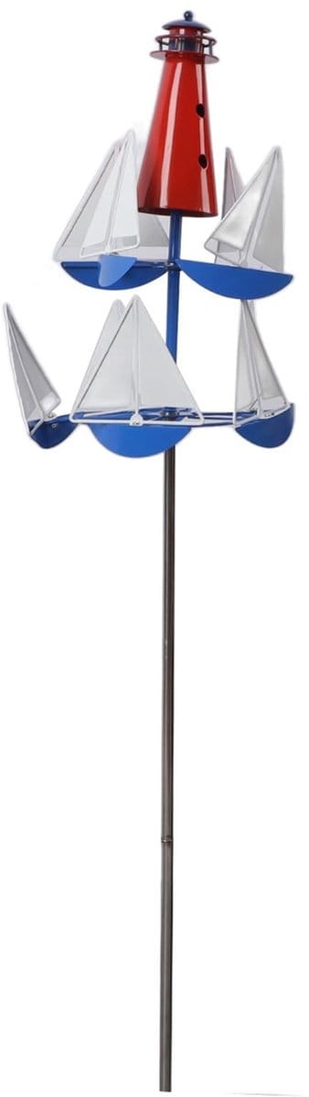 Dailygoods- Windmolens Zeilboot - Tuinwindspinners - Metalen Decoratie - Maritieme Kunstsculptuur - 9 Bladen - Ijzer 435 Gram - Tuindecoratie