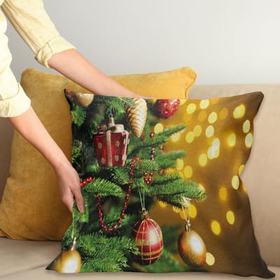 New Bed Kerstmis Close-up boom wazig Decoratieve Kussenhoes met Rits Dubbelzijdige Print voor Woonkamer Upgrade, 60cm x 60cm