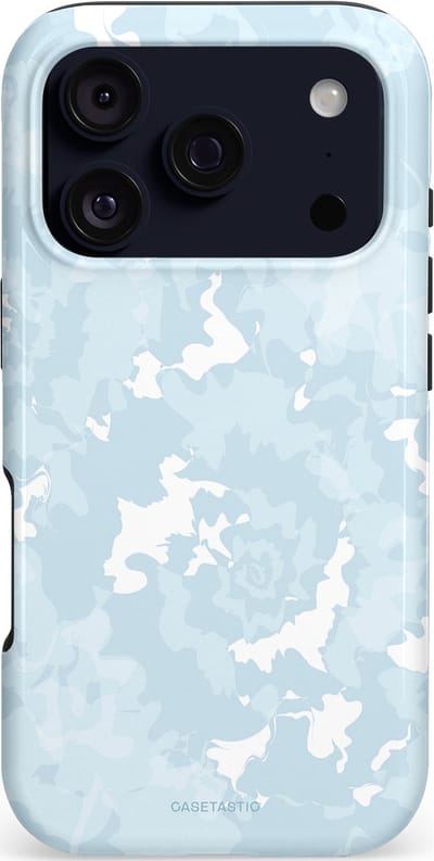 Casetastic hoesje geschikt voor Apple iPhone 17 Pro - MagSafe - Dubbellaagse bescherming - Blauwe wervels - Fashion Case - Wit Lichtgrijs