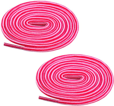 Fako Fashion - Schoenveters - Veters - Rond - Gevlochten Mix - 4mm - 120cm - 1 Paar - 2 Stuks - Roze/Wit