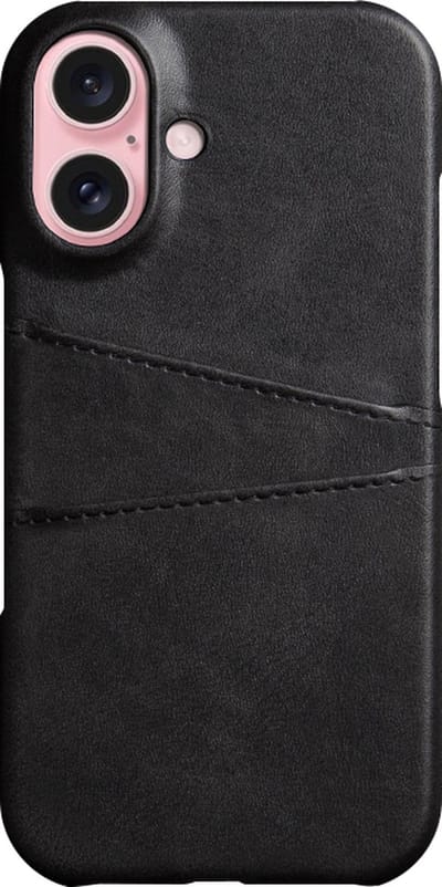 Backcover met Opbergvakjes + PMMA Screenprotector voor iPhone 16 _ Zwart
