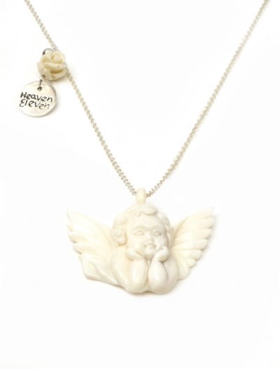 Heaven Eleven - dames - ketting - 925 - zilver - engel - hertegewei - 74cm