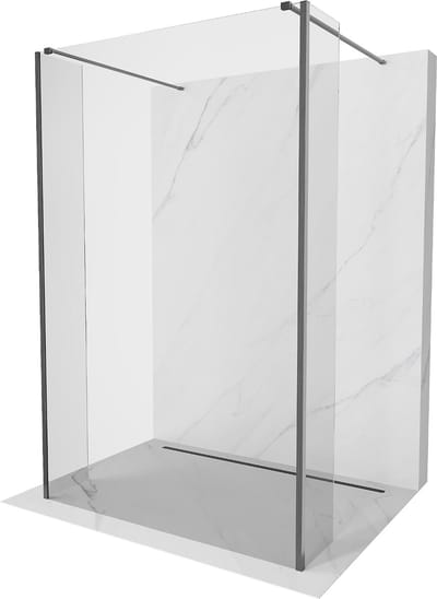 Mexen Kioto vrijstaande douchewand 110 x 30 x 30 , transparant, geborsteld kanongrijs - 800-110-030-222-66-00-030