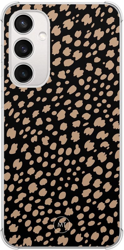 Hoesje (shockproof) geschikt voor Samsung Galaxy S23 FE - Savannah spots - Extra sterke case - TPU/polycarbonaat - Gestipt - Zwart, Bruin, Transparant