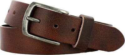 Leren Heren/Dames Riem | 4cm breed | Riemmaat: 115cm (totale lengte: 130cm) | 100% echt leer | Kleur: roodbruin | Nikkelvrije gesp