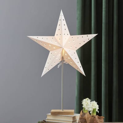 STAR TRADING LEO sterstandaard met sterpatroon, wit/eiken
