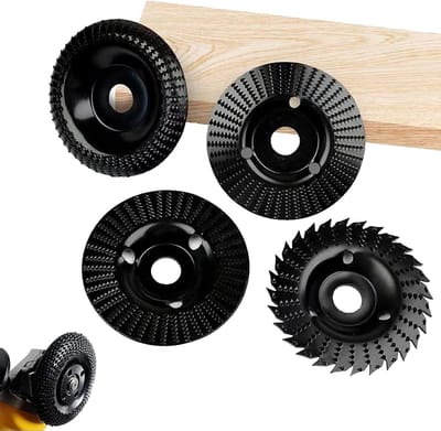 Houtslijpschijven set - Raspschijven hout - Houtbewerking vormgeven - Vier tandvormen - 125 mm diameter - Zwart