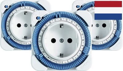 Theben schakelklok MP026030 timer 26 NL stekker (zonder pin) - analoge schakelklok, wandcontactdoosschakelaar, tijdprogramma-stekker, wit (3 stuks theben-timer 26)