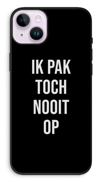 Case Company® - Hoesje geschikt voor iPhone 14 Plus hoesje - Ik pak nooit op - Zwart - Biologisch Afbreekbaar Telefoonhoesje - Bescherming alle Kanten en Schermrand