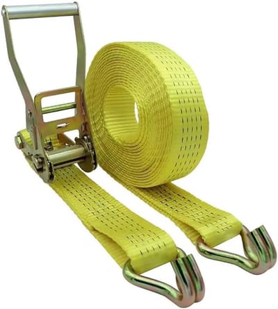 Draagbare Spanband - Ratelband Vastzetriemen - Veilig Vervoer Lading - Heavy Duty Dubbele J-haak - 9 meter 6 ton - Geel