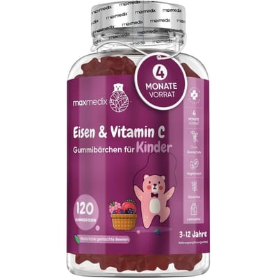 maxmedix IJzer en Vitamine C Gummies voor Kinderen - IJzer ondersteunt bij vermoeidheid - 120 gummies voor 4 maanden - Vegan