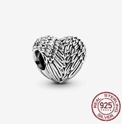Fler® | 925 Zilver | Veren Hartjesbedel | Past op populaire bedel armbanden (standaard - 3mm) | Hartje bedel | Valentijnsdag kado | armbandbedel | Kerst cadeau | Sinterklaas cadeau | Liefde | Hart bedel