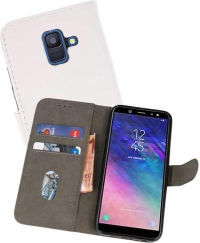 Booktype Telefoonhoesjes - Bookcase Hoesje - Wallet Case - Geschikt voor Samsung Galaxy A6 (2018) - Wit