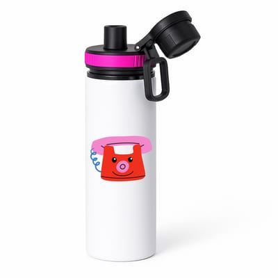 Hacebo® - Telefoon waterfles met draaidop roze - Kind - Kinderen - Speelgoed - mobiel - cadeau - water fles - 850ML