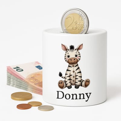 Spaarpot Zebra - gepersonliseerd met naam - Spaarpot met naam gepersonaliseerd - Baby Cadeau - Geschenk - kraamcadeau - Spaarpotten voor kind - jongen of meisje