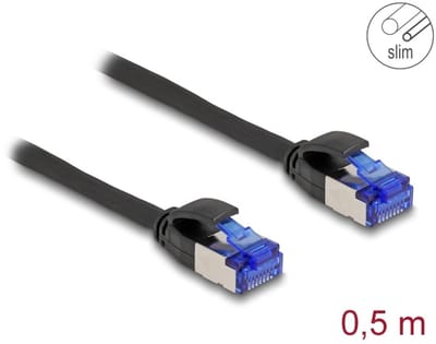 Delock RJ45 Network Cable Cat.6A S/FTP Slim 0.5 m black