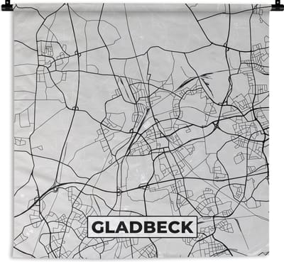 Wandkleed - Wanddoek - Gladbeck - Plattegrond - Kaart - Stadskaart - 180x180 cm - Wandtapijt