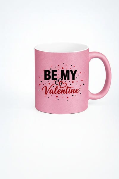 Roze Glitter Mok "BE MY Valentine" | Uniek Valentijnscadeau | Liefdes Mok