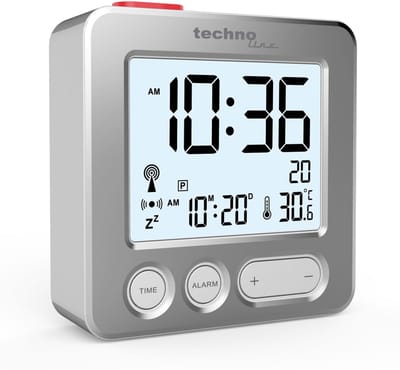 Technoline WT 265 - Wekker - Digitaaal - Radiogestuurde tijdsaanduiding - Datumaanduiding - 7 talen - Binnentemperatuur - Alarm - Snooze - Achtergrondverlichting - Zwart