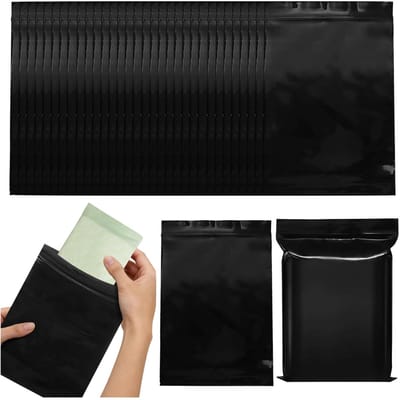 Dailygoods- Hygiënezakjes 100 stuks - Afsluitbare Zakjes - Vrouwelijke Hygiëne - Zwarte Ondoorzichtige Zakjes - PE-Materiaal - 10x15 cm - Afvalzakjes